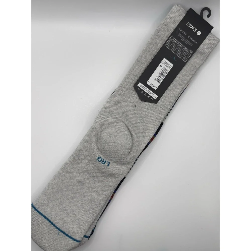 Stance Casual 2 Pack Crew Socks Navy Grey Striped Mens Large NWT